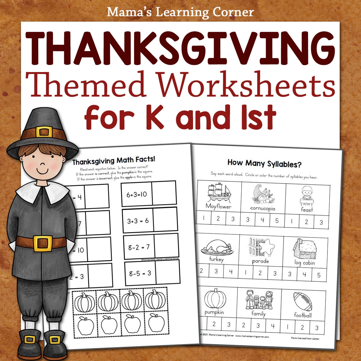 Thanksgiving Worksheet Packet For Kindergarten And First Grade