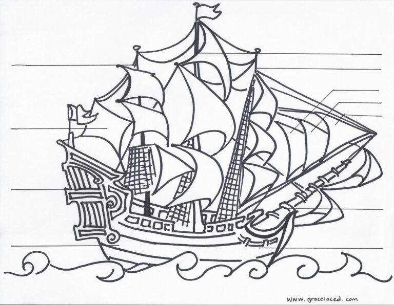 The Anatomy Of A Pirate Ship Coloring Sheet Free Printable 