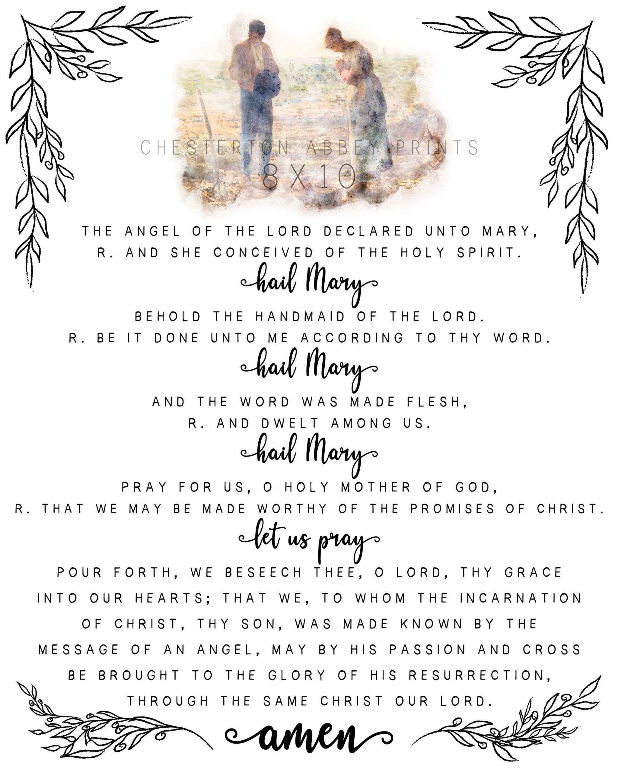 The Angelus Prayer Print Etsy