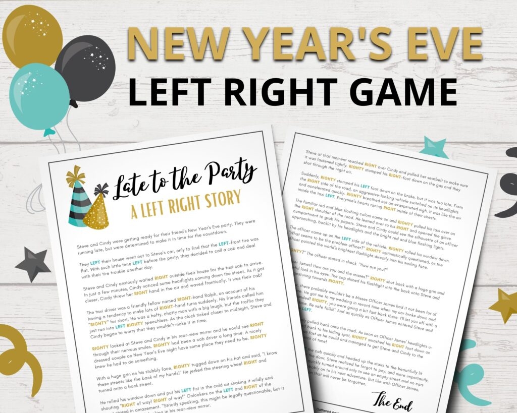 Free Printable Left Right Game