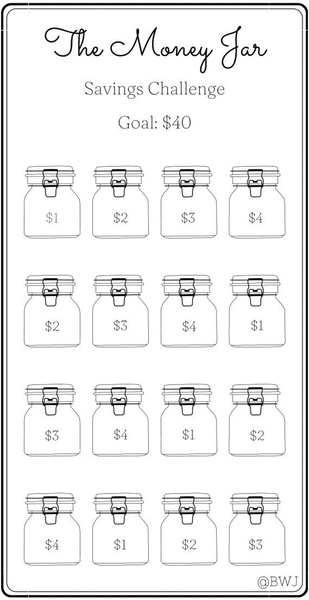 Mini Savings Challenge Free Printable