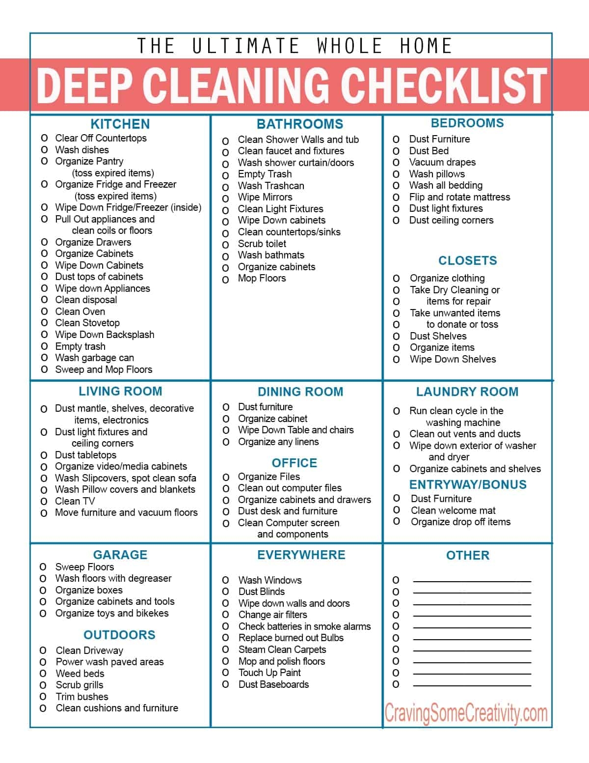 The Ultimate Printable House Cleaning Checklist Craving Some Creativity