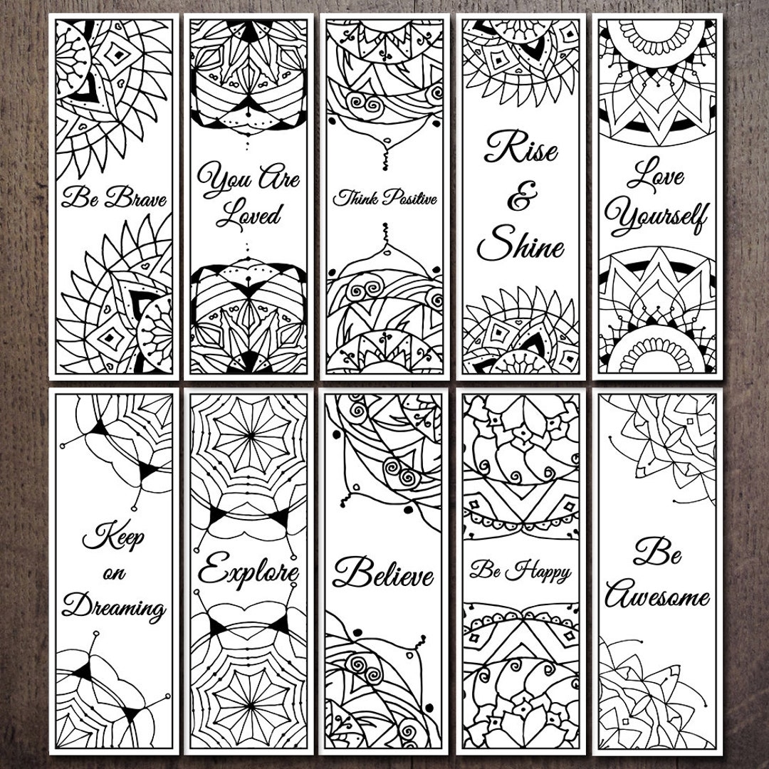 Thinking Positive Printable Bookmark Motivation Bookmark Inspiration Bookmark Mandala Bookmark Coloring Bookmarks Self Improvement Etsy