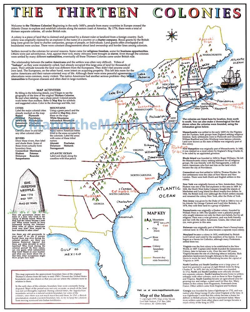 13 Colonies Blank Map Free Printable