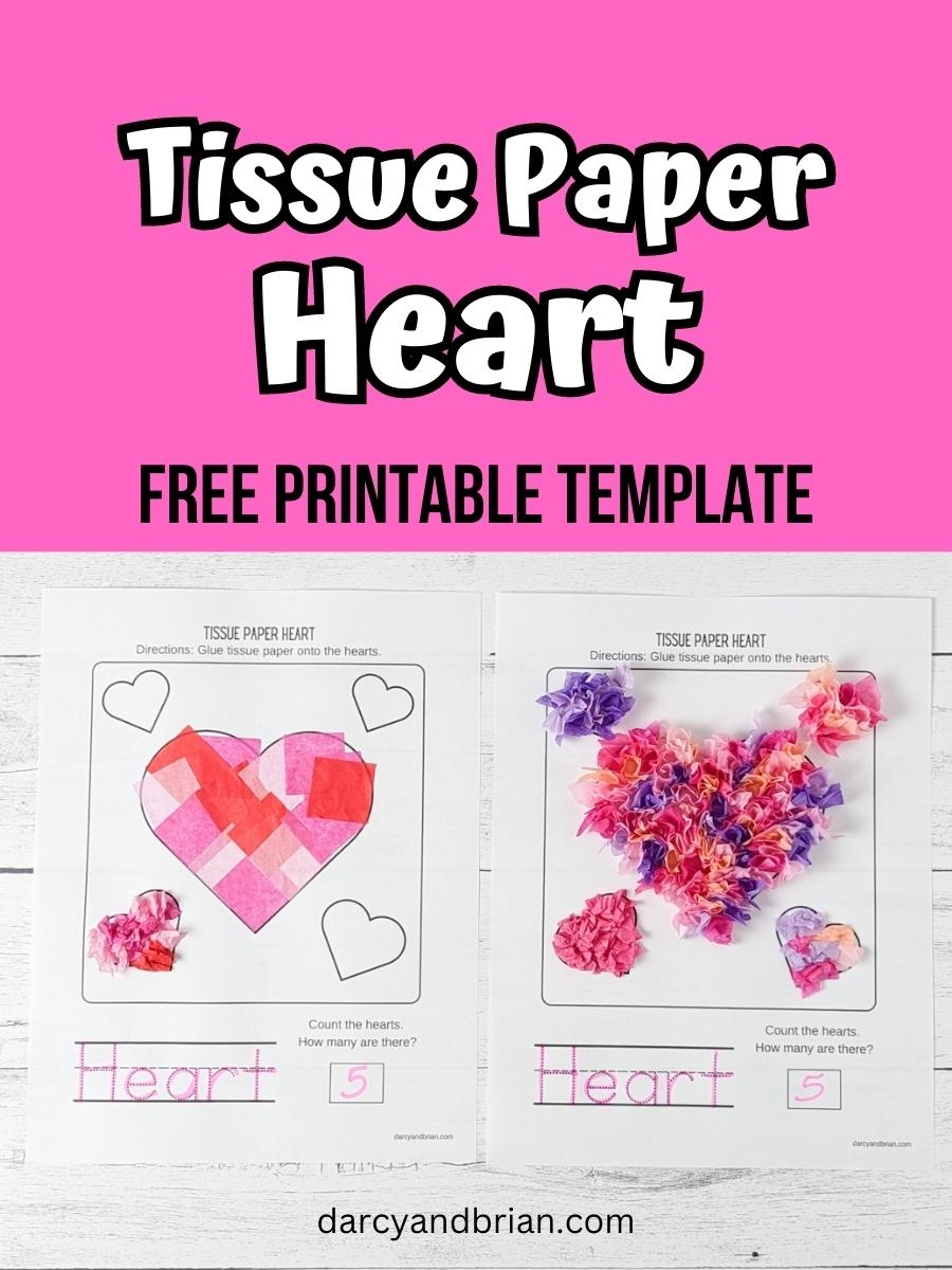 Tissue Paper Heart Craft Free Printable Template