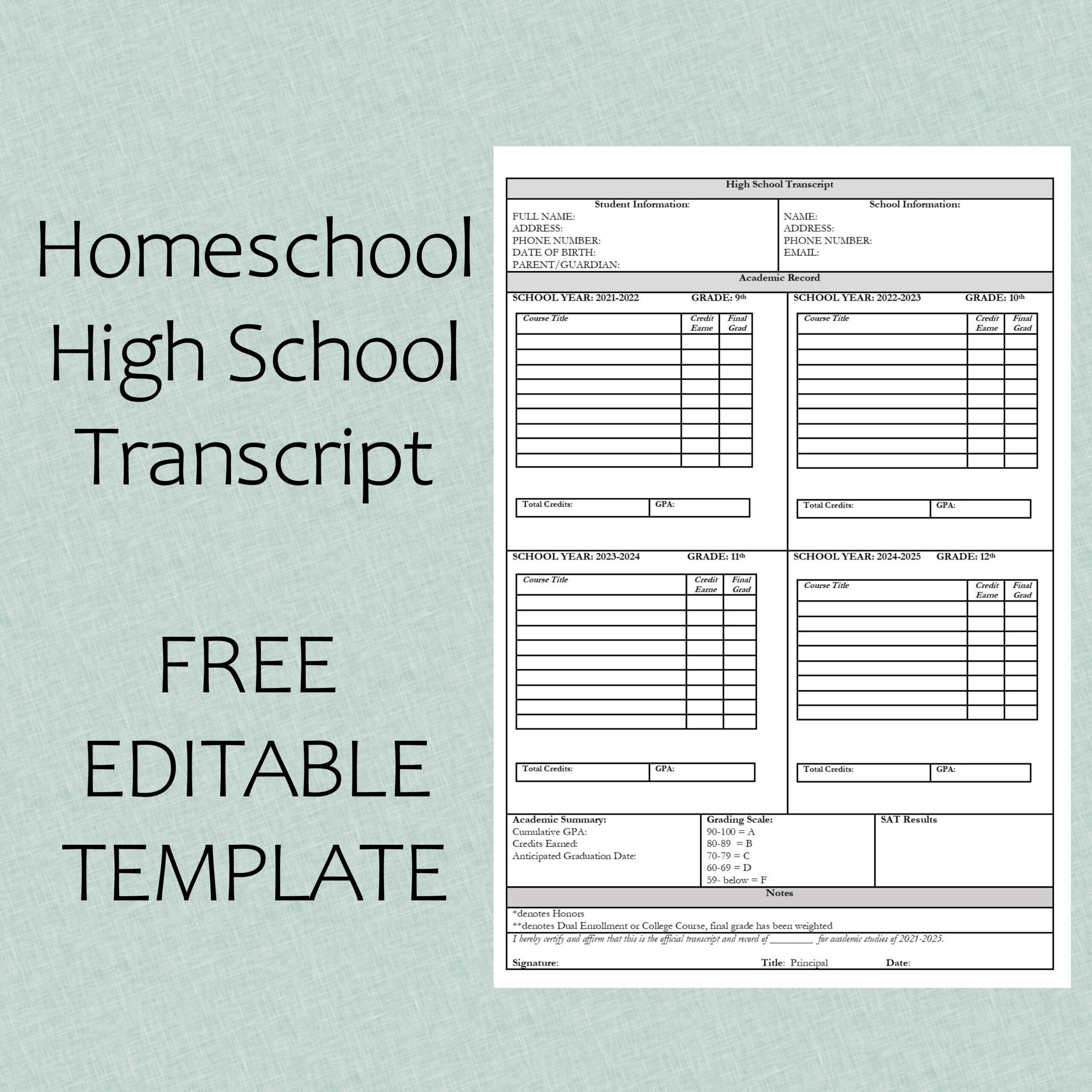 To The Rock Homeschool Homeschool High School Transcript Free 