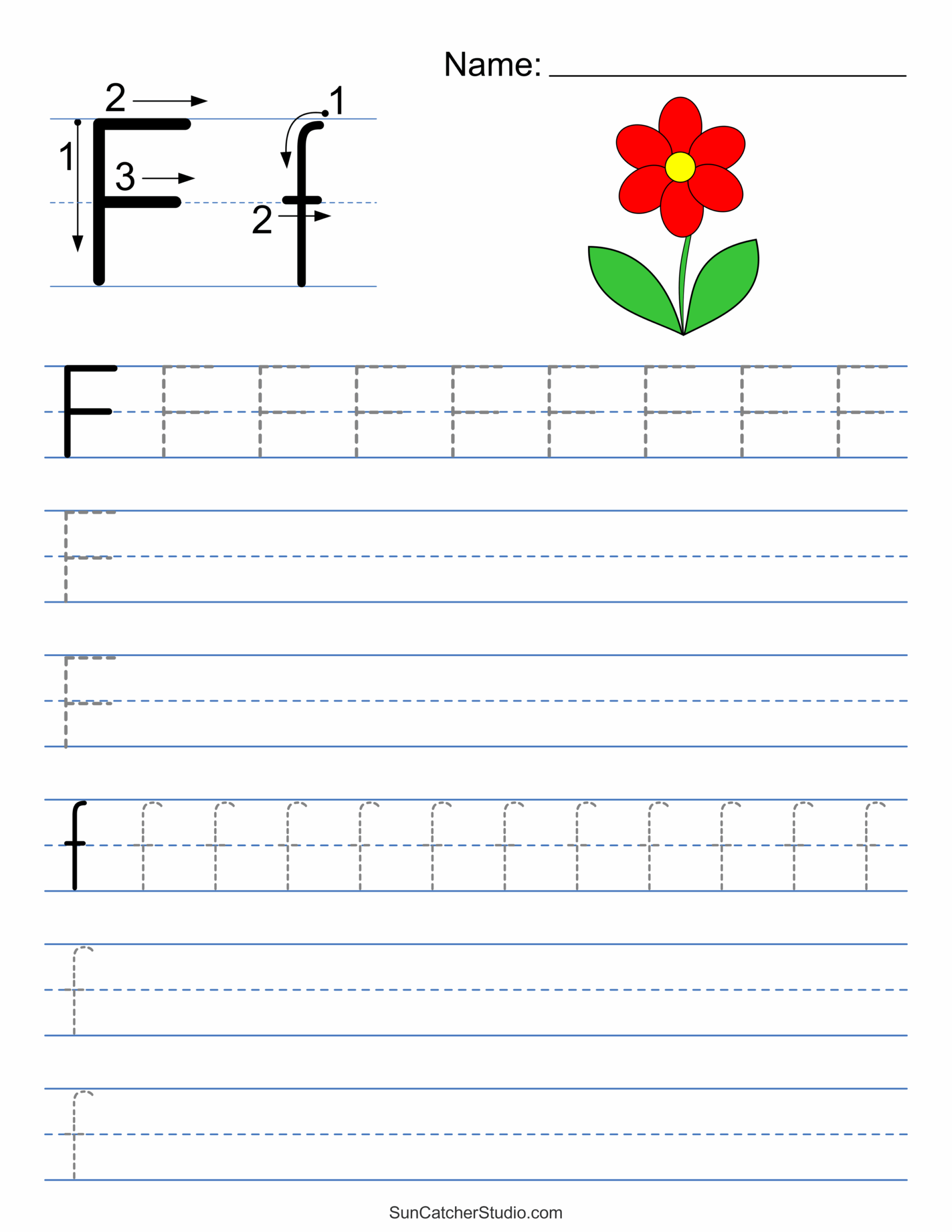 Free Printable Letter F Tracing Worksheets
