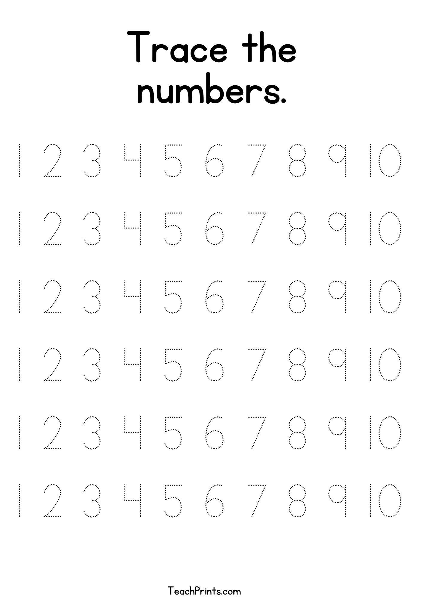 Free Printable Tracing Numbers Worksheets