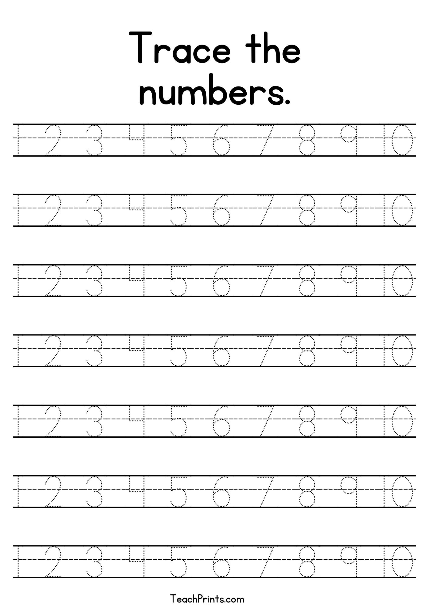 Free Printable Traceable Numbers 1 10