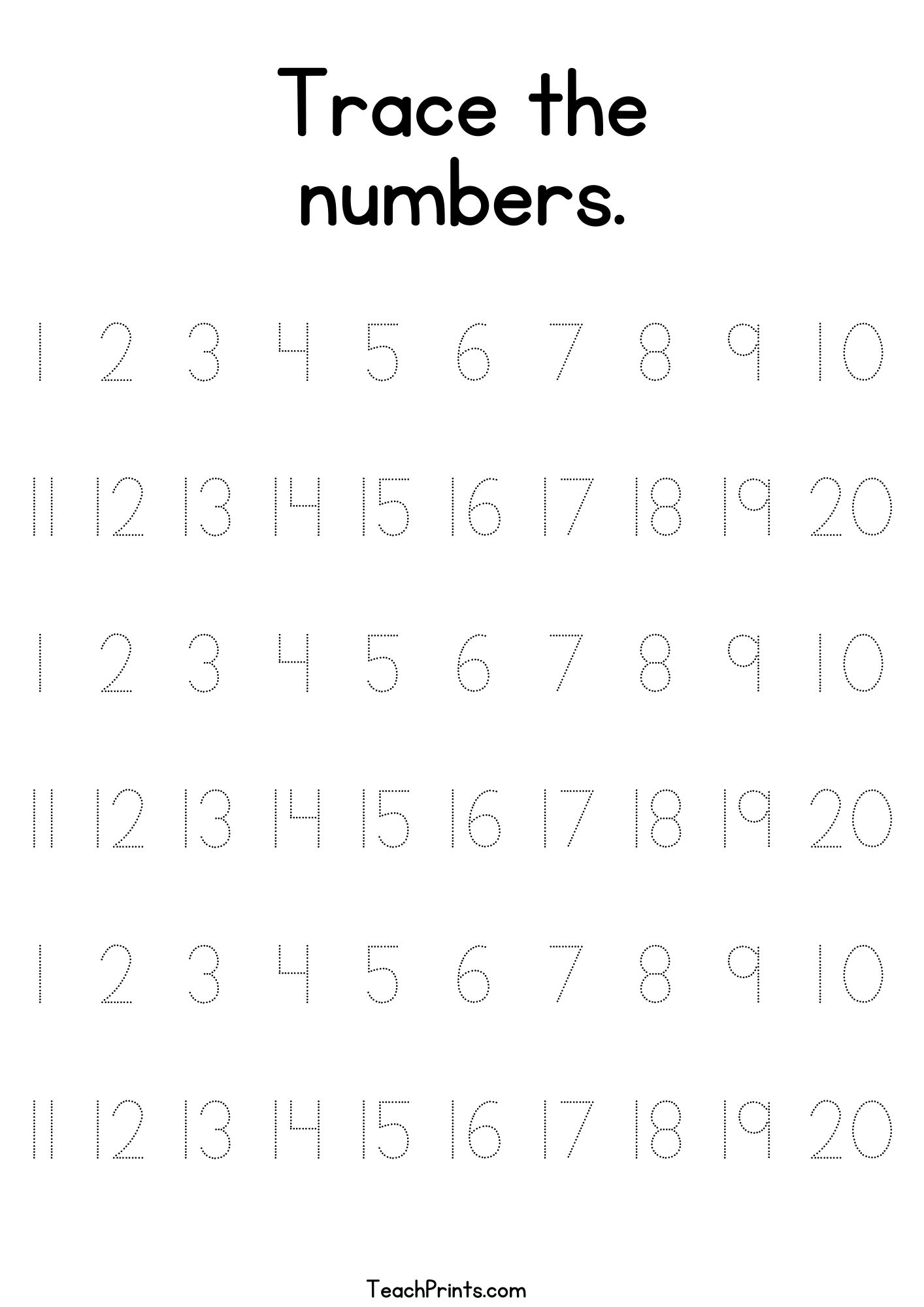 Free Numbers Printables 1 To 20