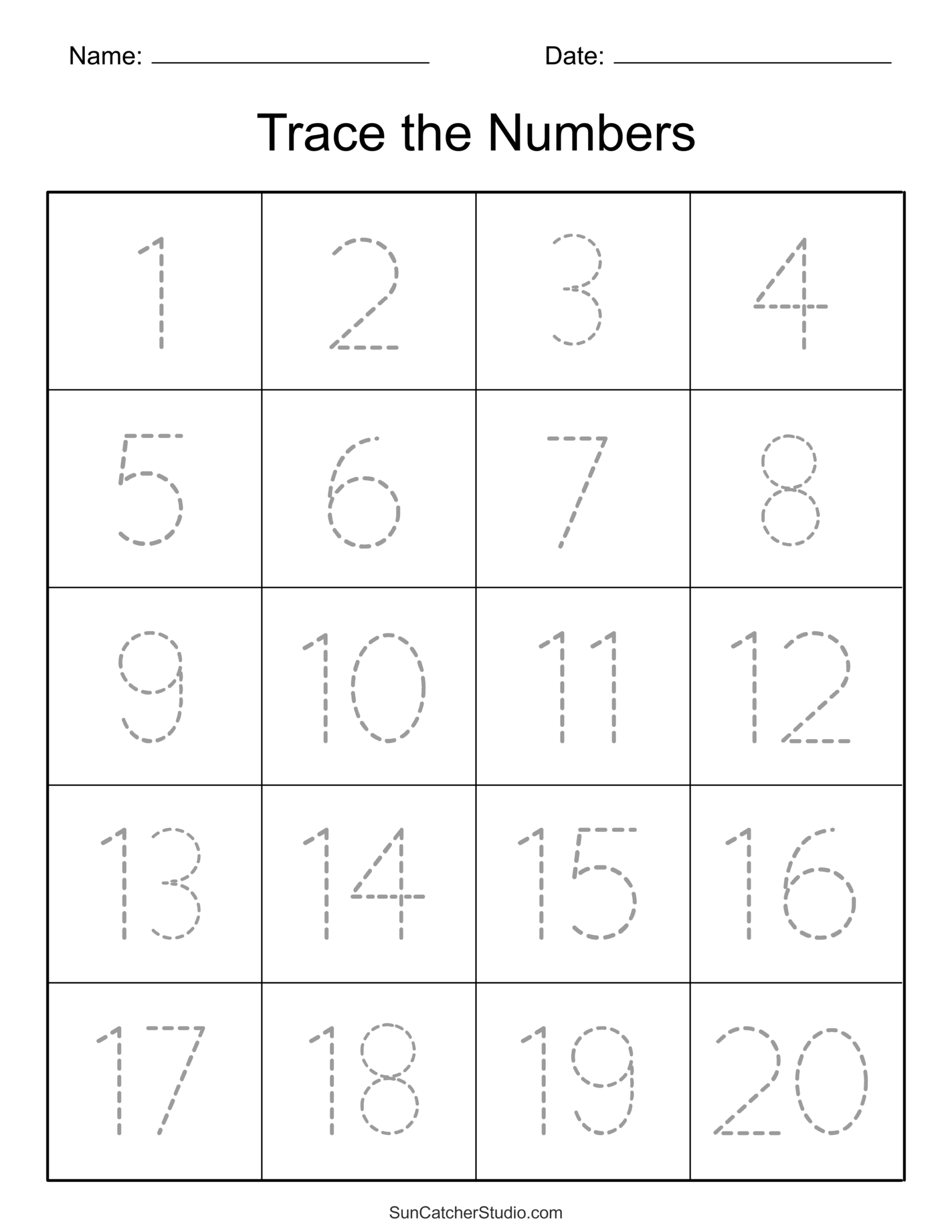 Tracing Numbers Free Printable Practice PDF Worksheets Free Printables Monograms Design Tools Patterns U0026 DIY Projects