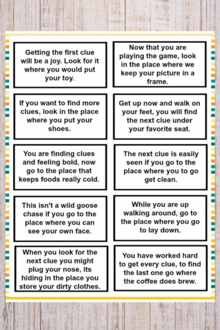Treasure Hunt Clues For Kids