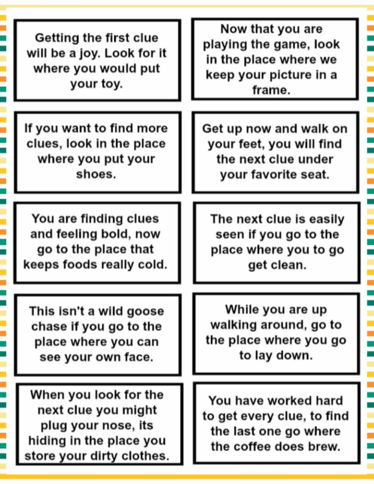 Treasure Hunt Clues For Kids Worksheets Library