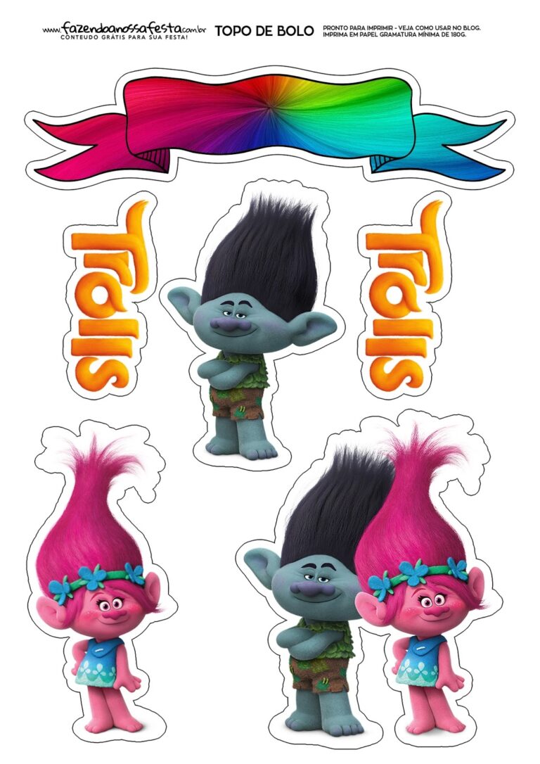 Trolls Free Printable Cake Toppers Oh My Fiesta In English