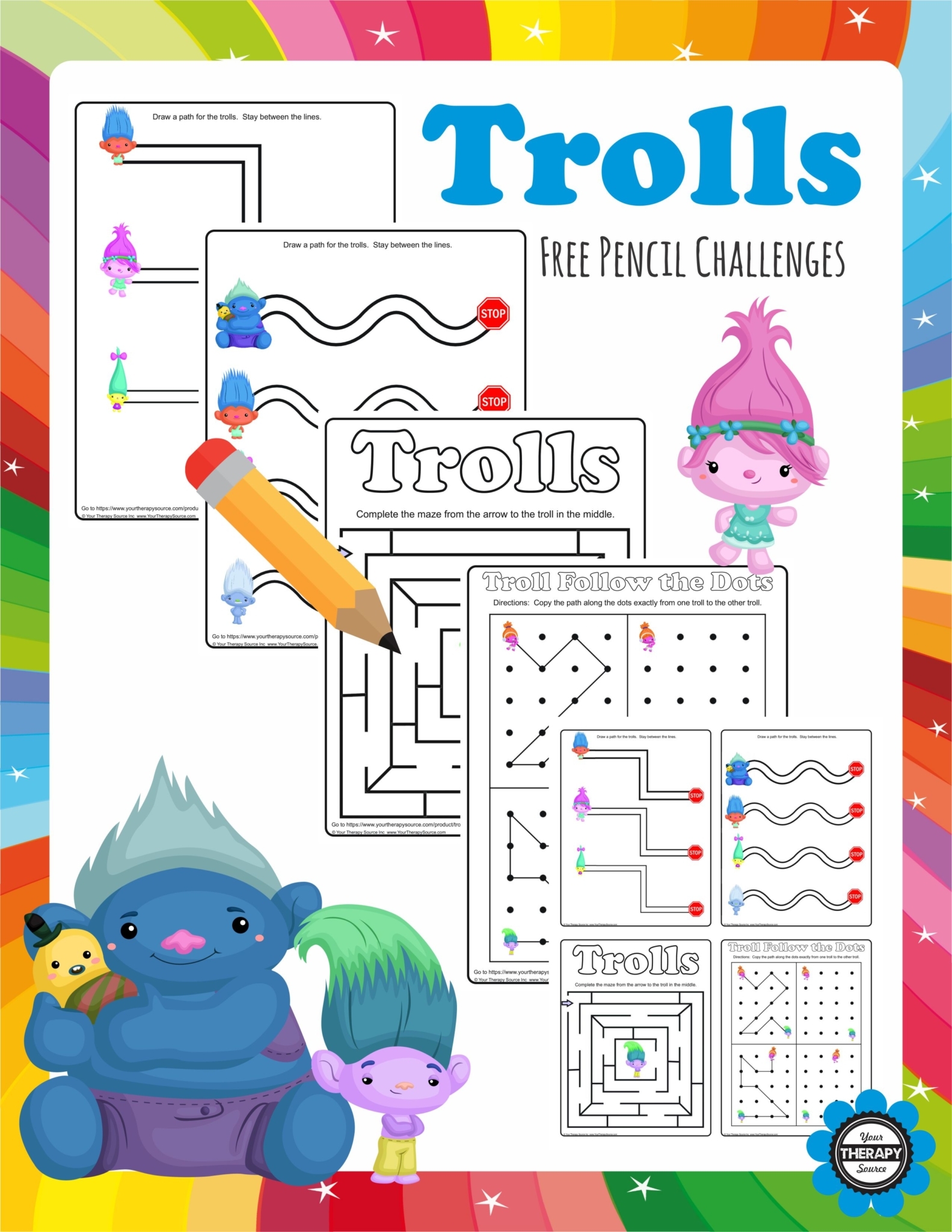 Trolls Pencil Challenges Free Your Therapy Source