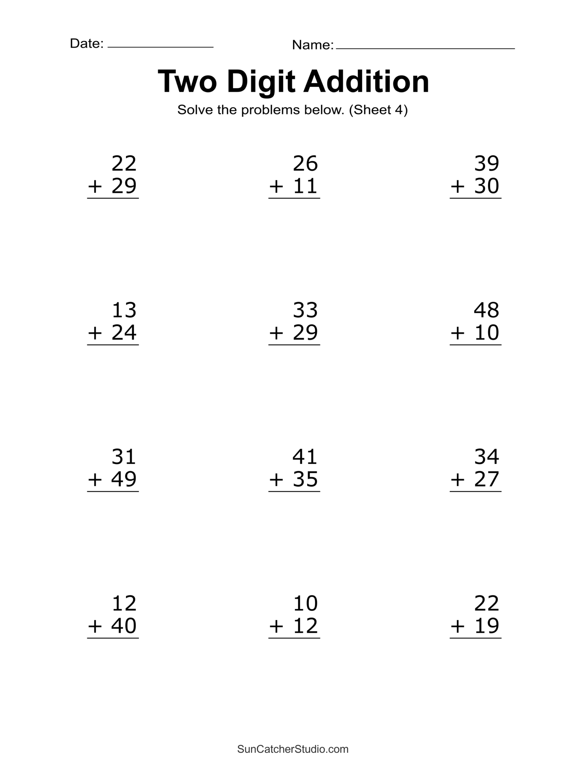 Two Digit Addition Worksheets Printable 2 Digit Problems Free Printables Monograms Design Tools Patterns U0026 DIY Projects