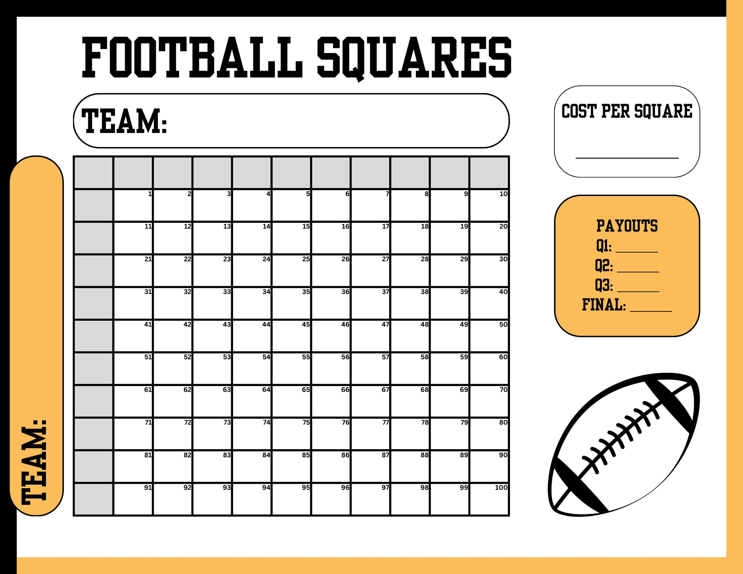 Ultimate Football Squares Game Sheet numbered Editable U0026 Printable PDF Download For Super Bowl And Parties Etsy