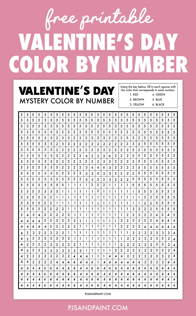 Valentine s Day Mystery Color By Number Pjs And Paint