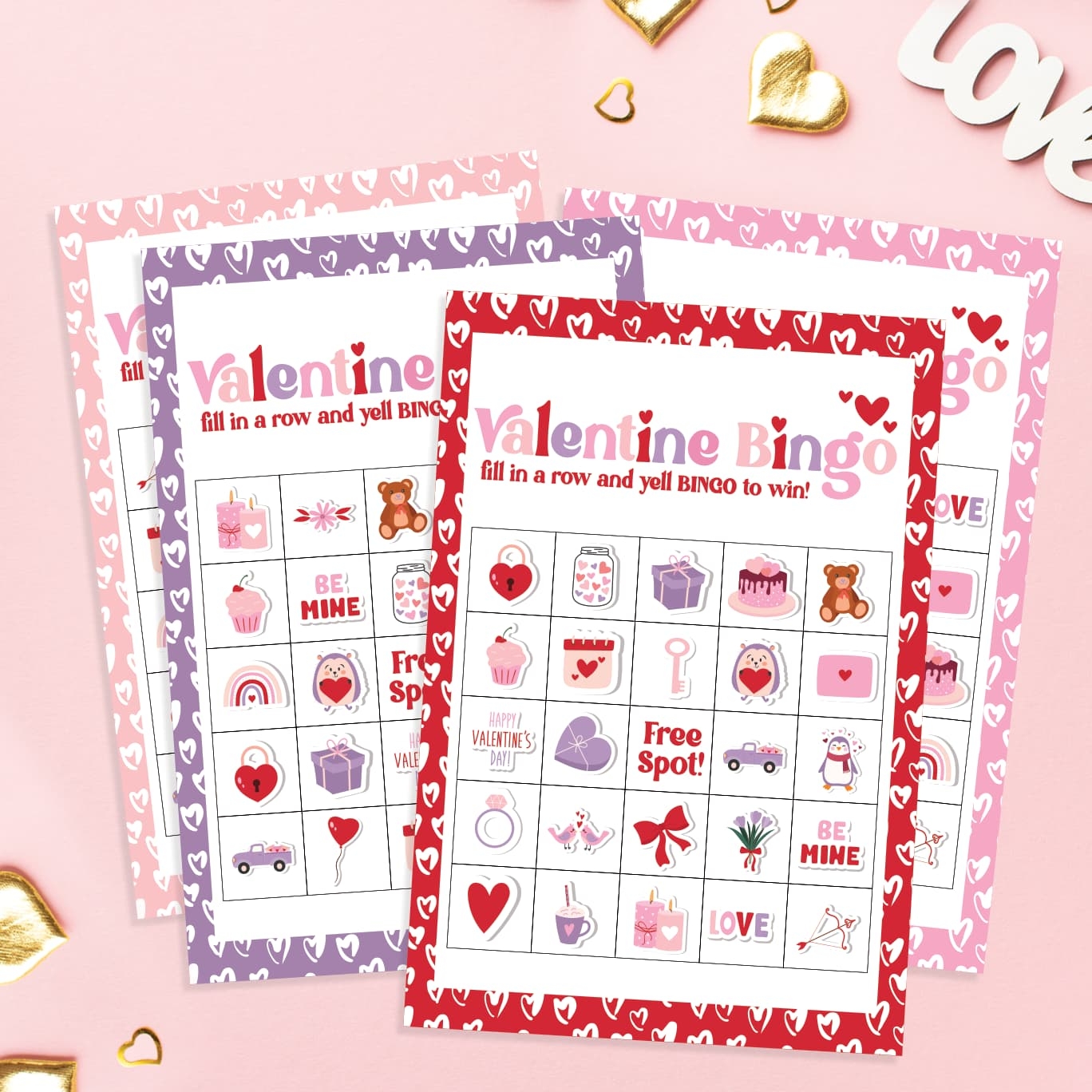 Valentines Bingo Cards FREE Printable Set Of 24 Cards 