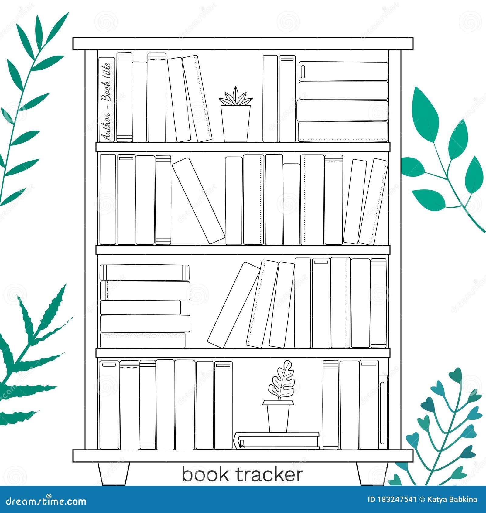 Vector Illustration For Printable With Bookcase On White 