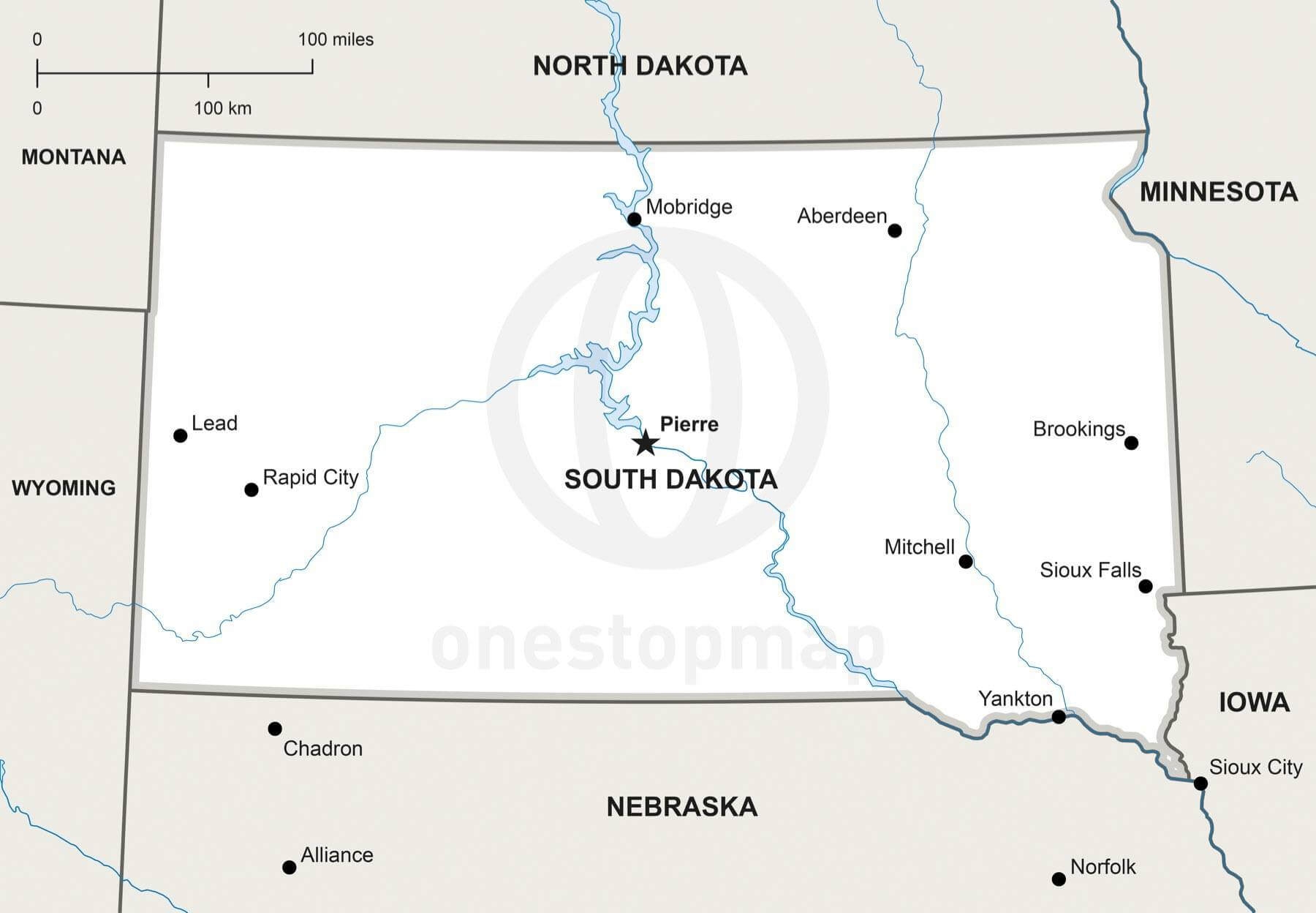 Free Printable Map Of South Dakota