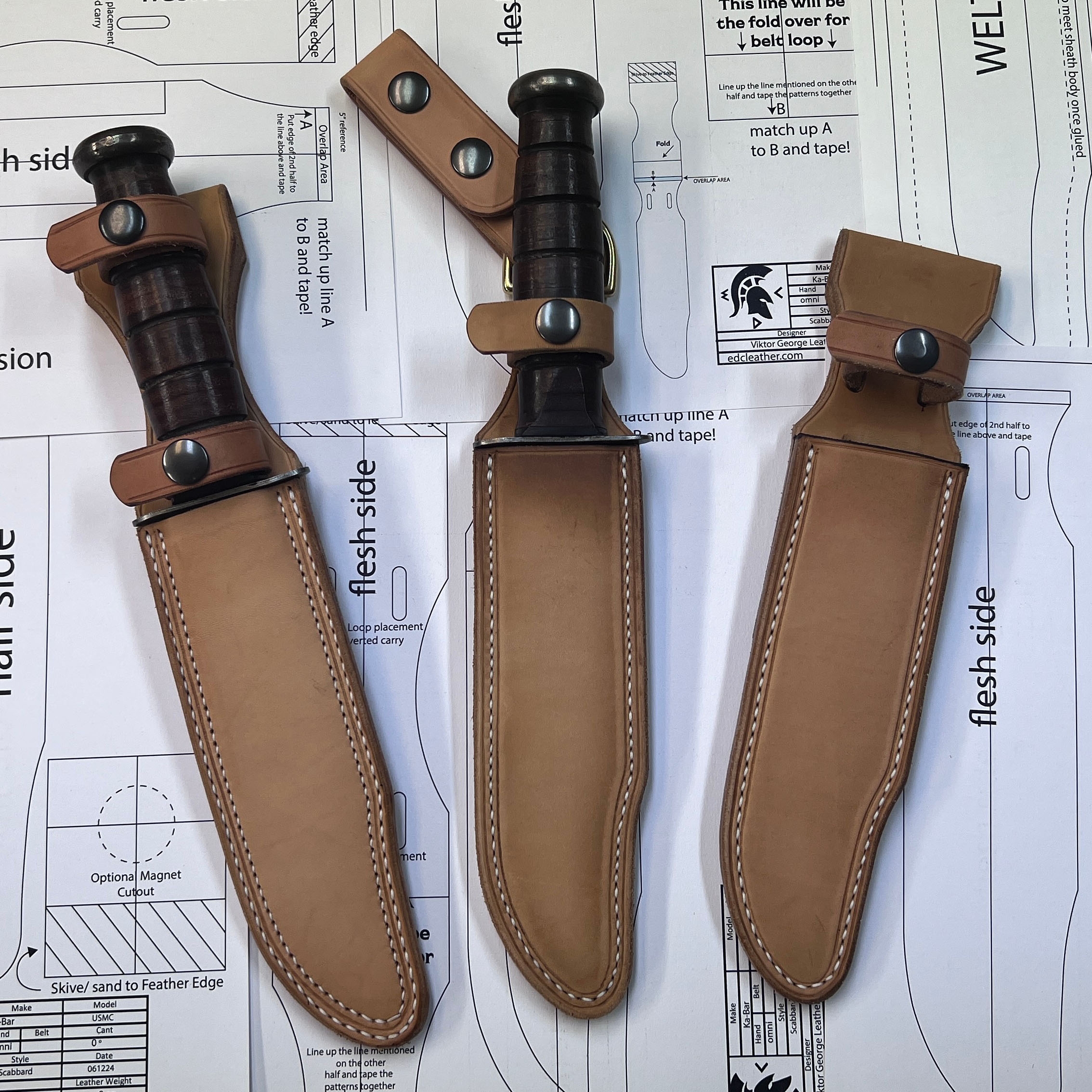 Viktor George KABAR Knife Sheath Pattern Set EDC Leather