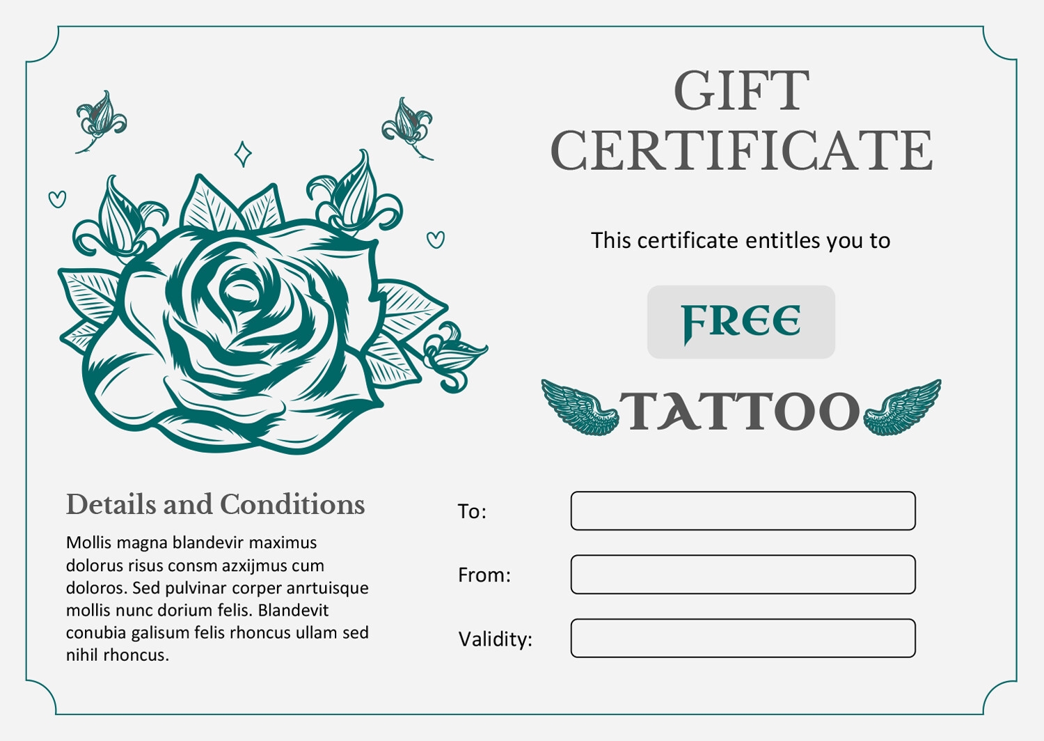 Vintage Style Tattoo Gift Certificate Template PowerPoint 