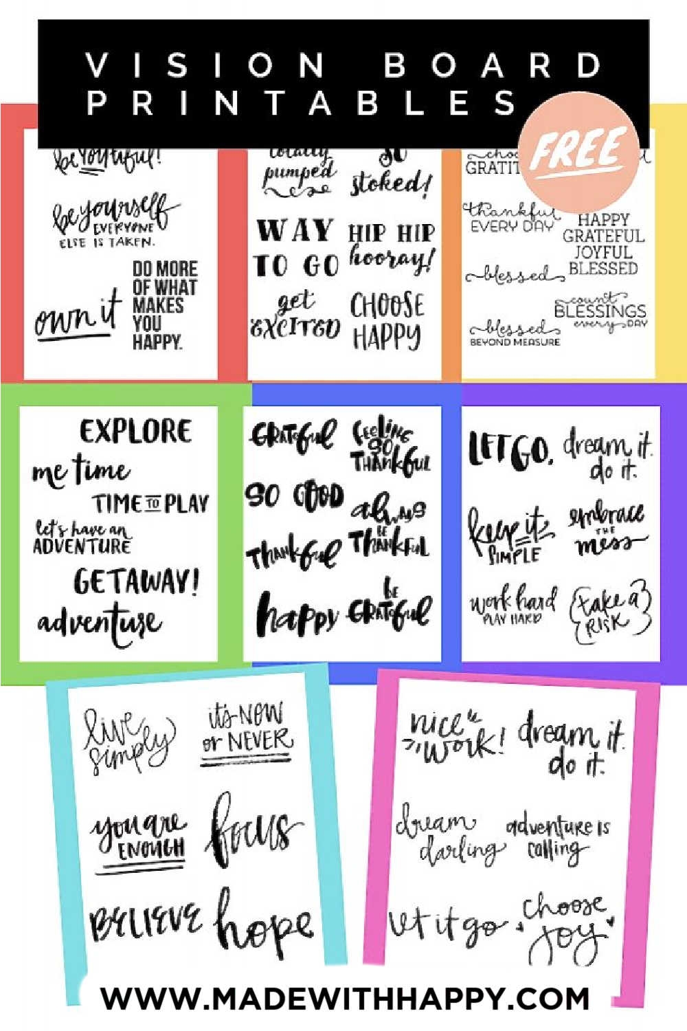 Vision Board Clip Art Printable Free