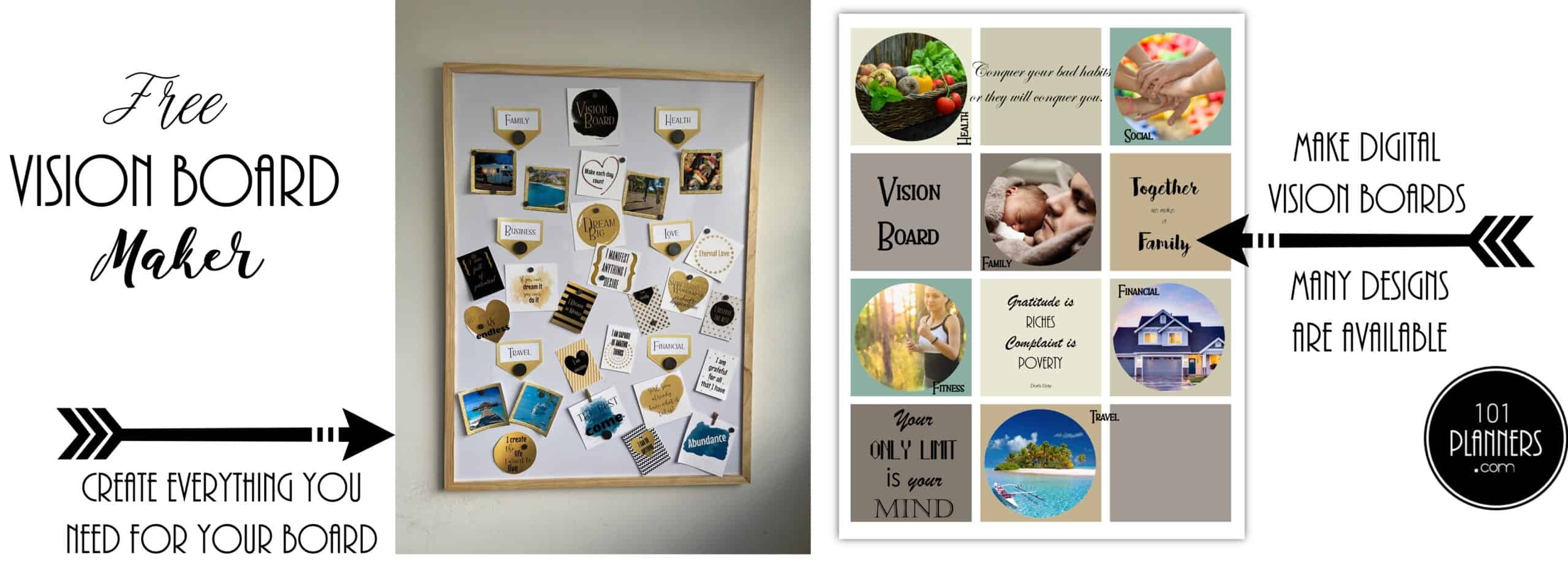 Vision Board With A Free Vision Board Printables Workbook And Kit