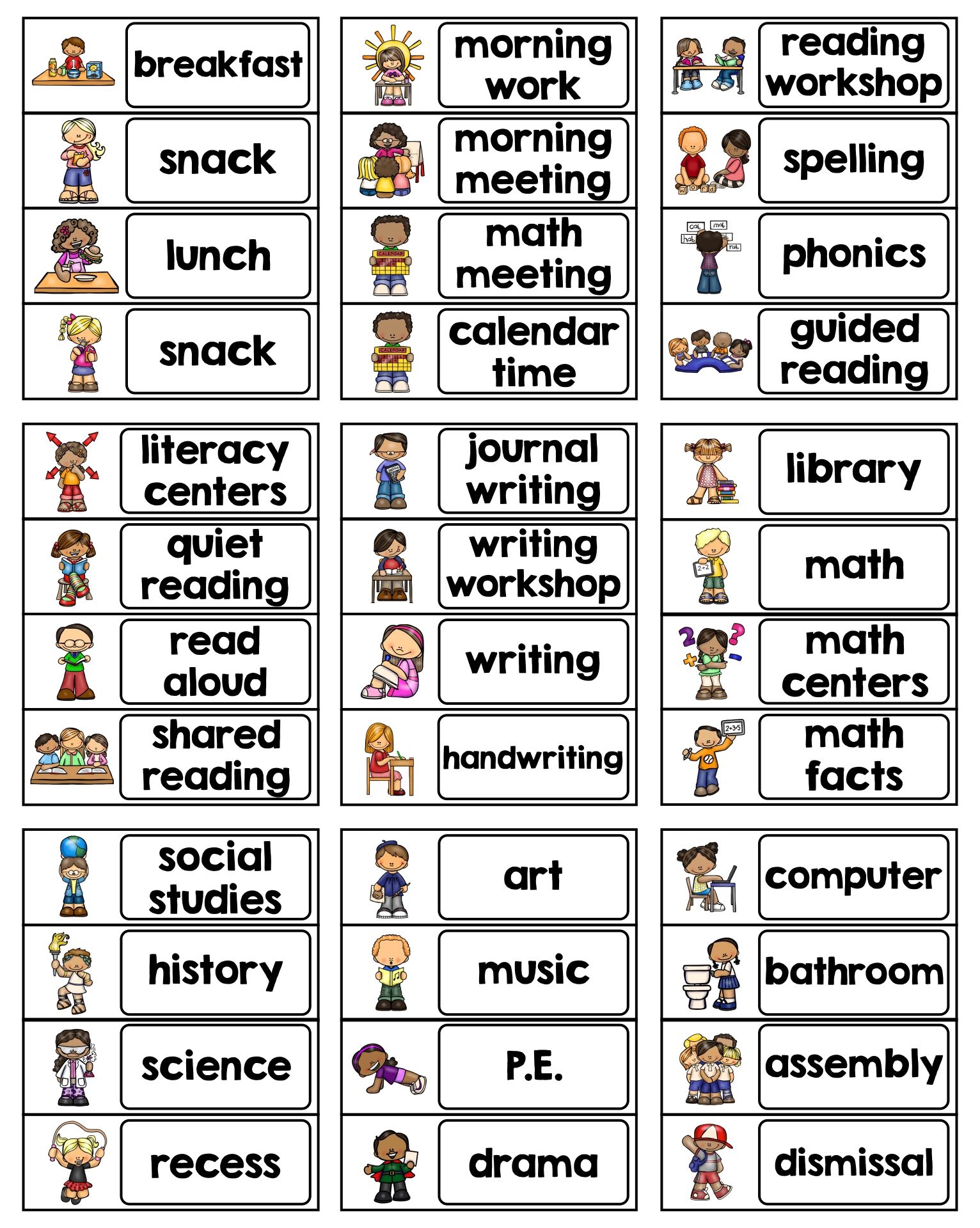 Free Printable Visual Schedule