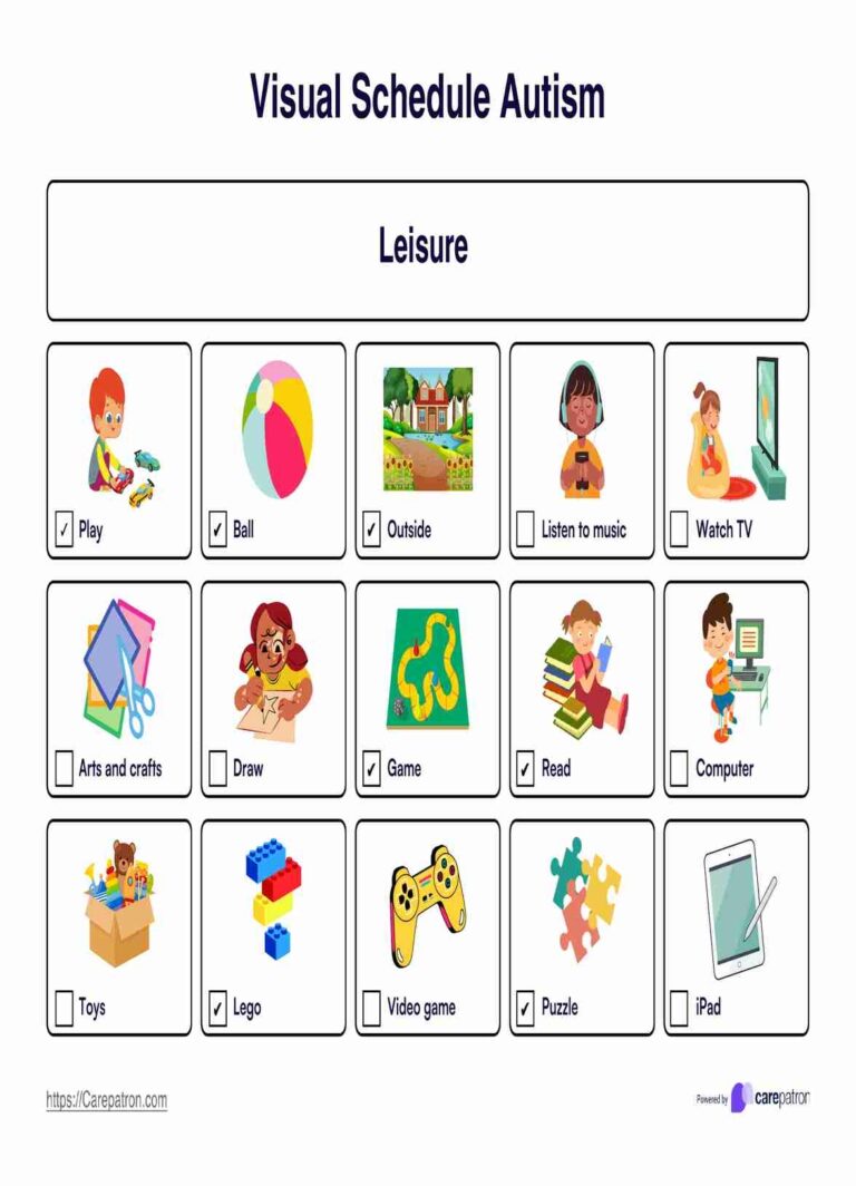 Visual Schedule Template For Autism U0026 Example Free PDF Download