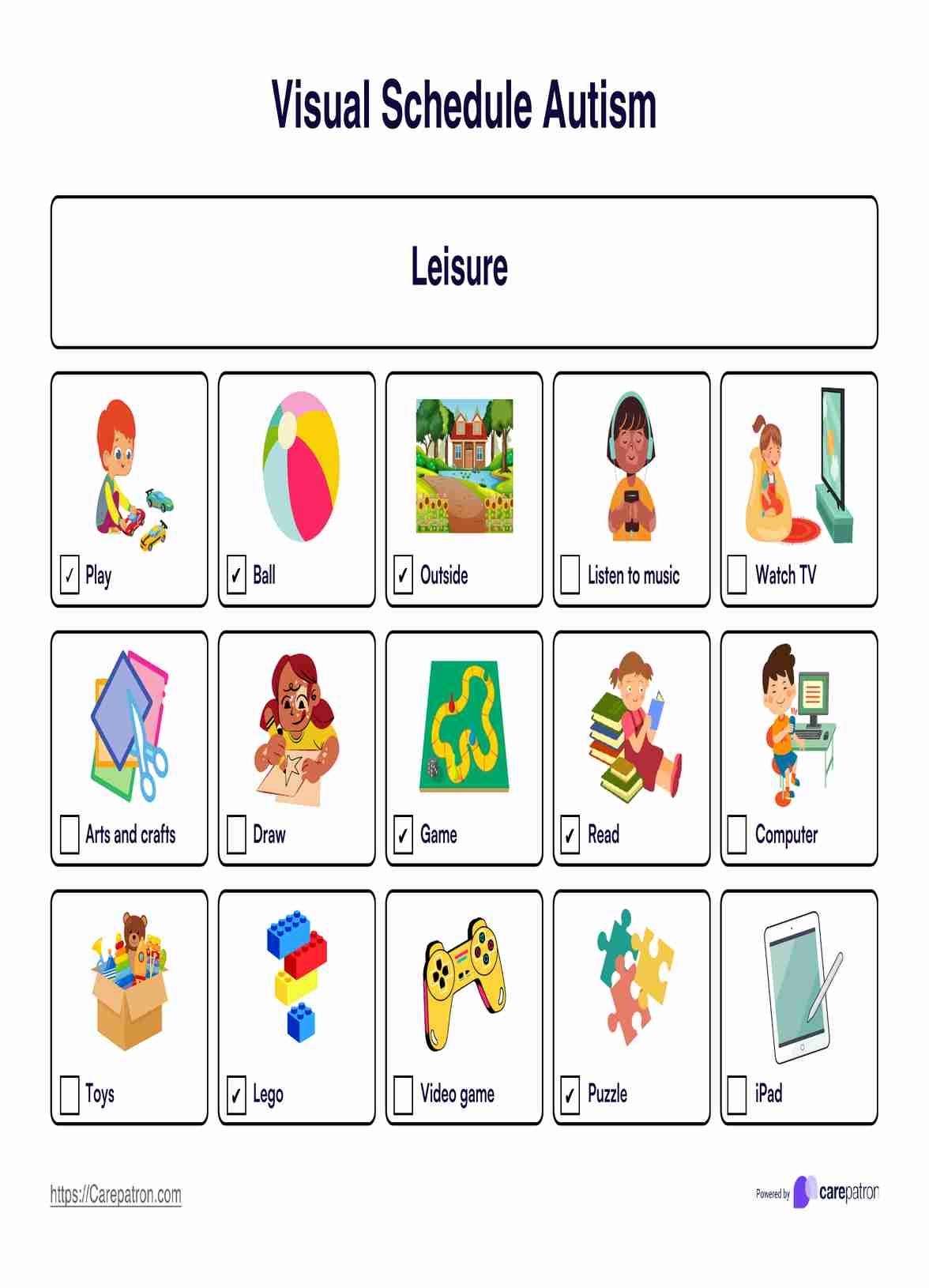 Visual Schedule Template For Autism U0026 Example Free PDF Download
