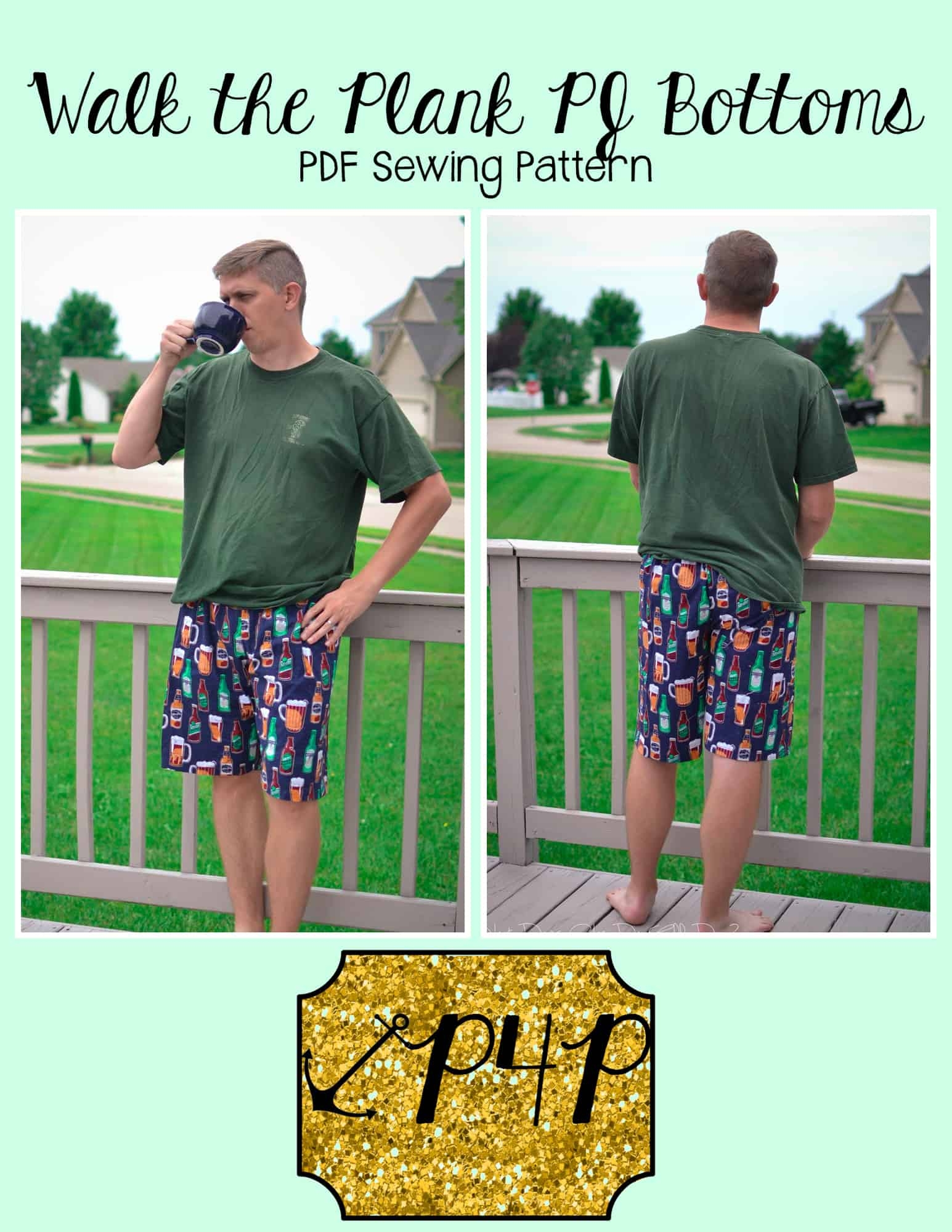 Walk The Plank PJ Bottoms Adult Unisex Patterns For Pirates