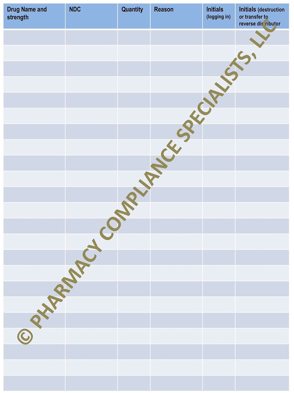 Wasted Controlled Substance Log Sheet PharmCompliance