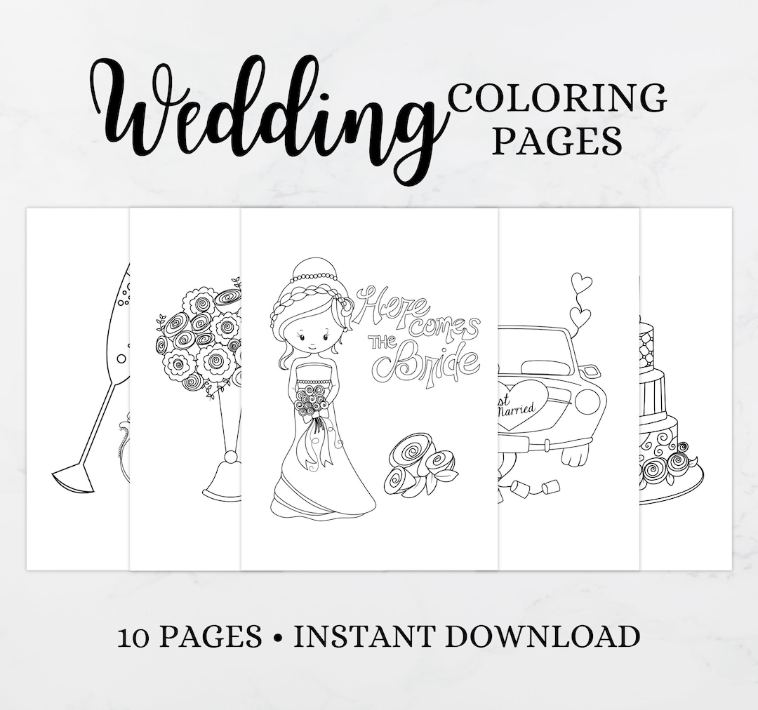 Wedding Coloring Pages Printable Activity Bride Groom Guest Children Kids Instant Download Pdf Etsy Australia