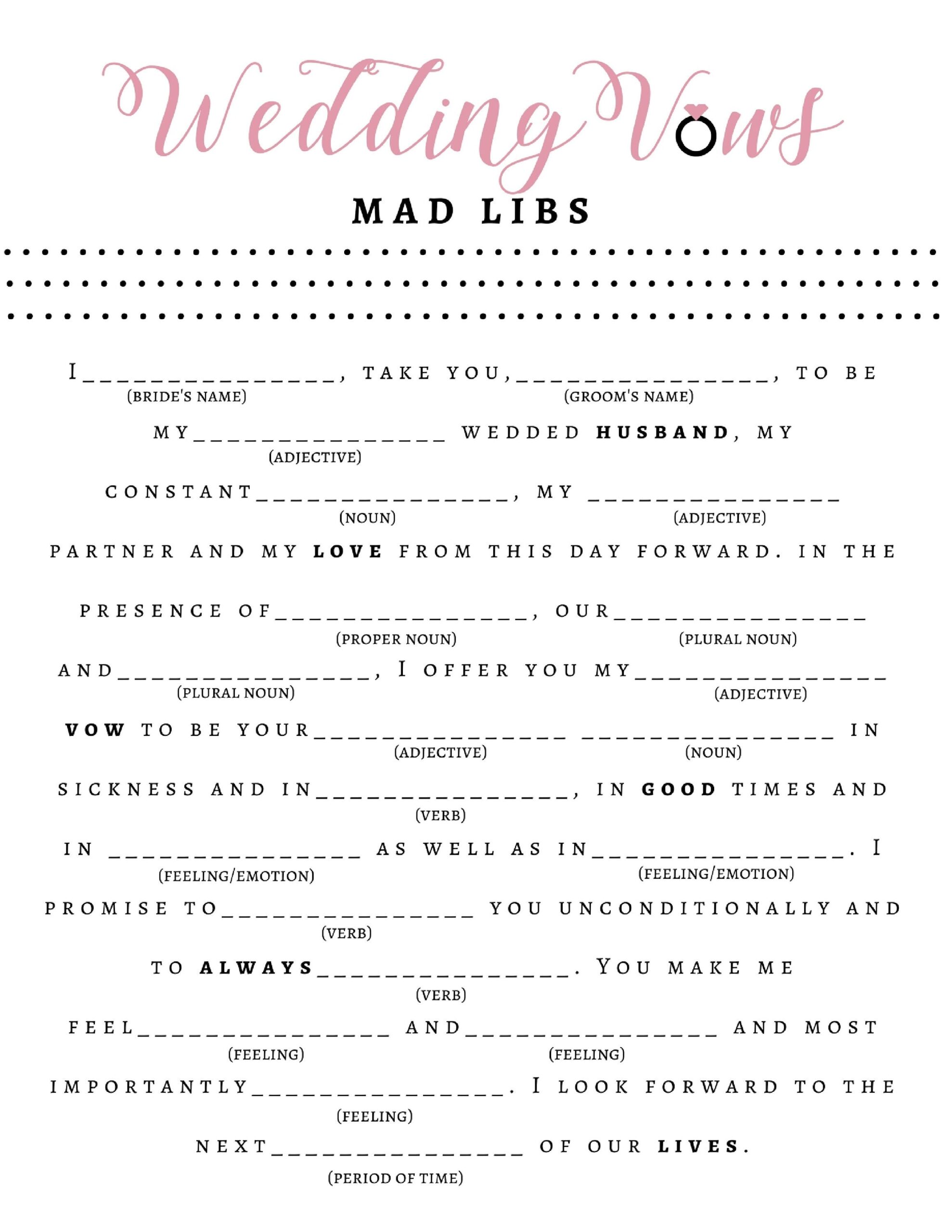 Wedding Mad Libs Clearance