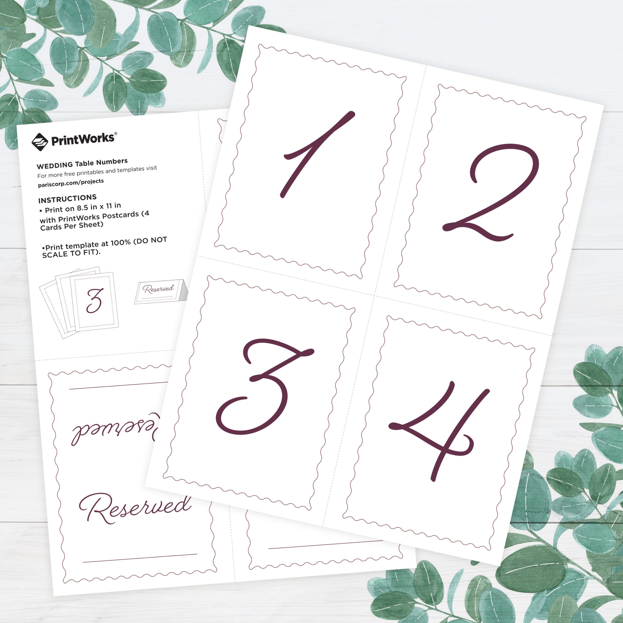 Table Number Free Printable