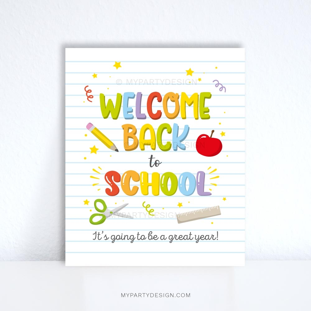 Welcome Back To School Sign Printable PDF My Party Design