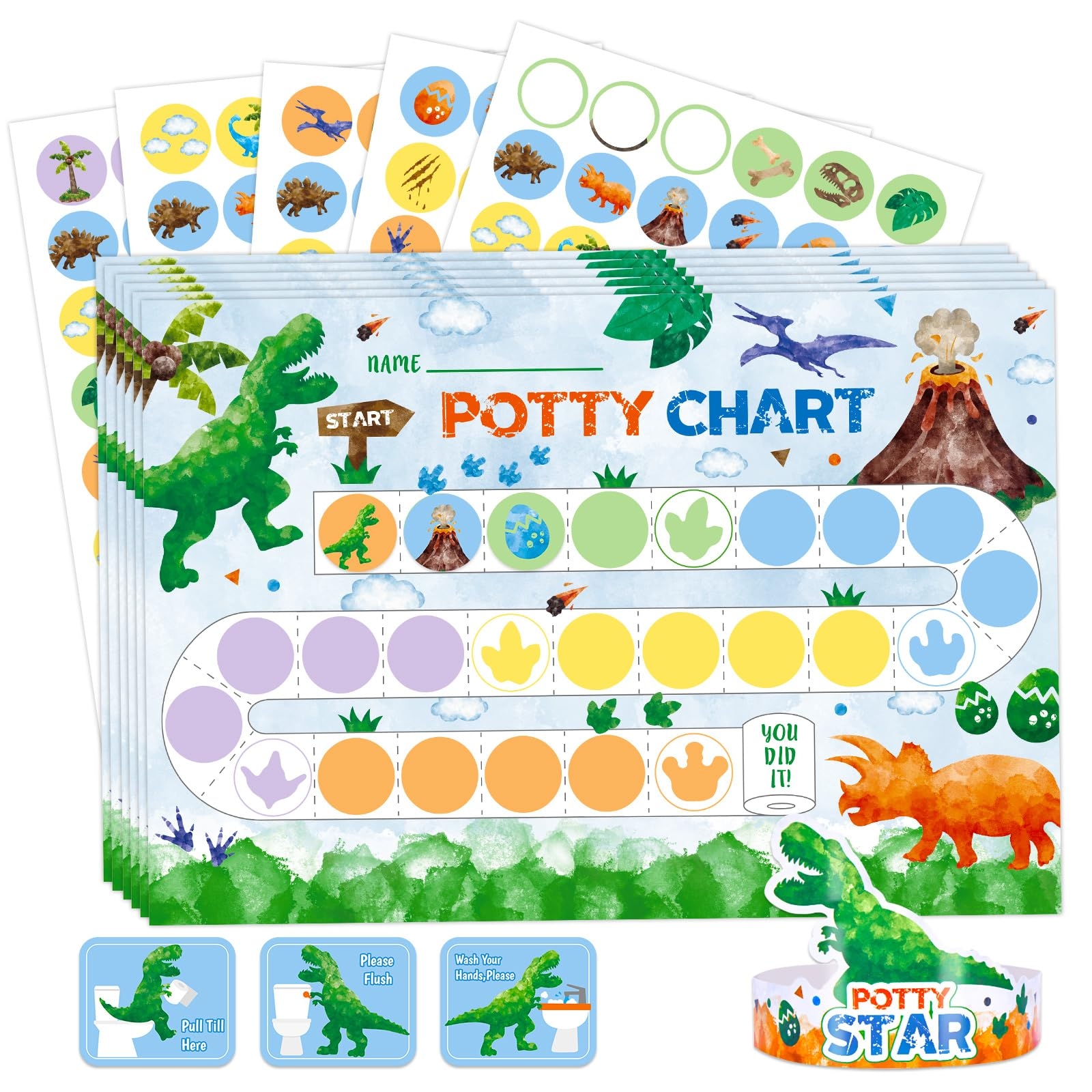 WERNNSAI Potty Training Chart Dinosaur Toilet Training Reward Chart With 270 Potty Training Stickers Crown Sticker Chart For Boys Toddler Kids Potty Training For Ideal Gift Birthday Amazon ca Baby