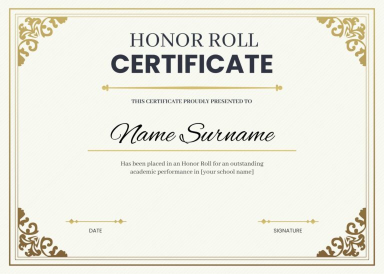 What Is Honor Roll Certificate 7 Free Editable Templates Sertifier
