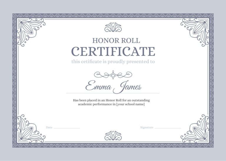 What Is Honor Roll Certificate 7 Free Editable Templates Sertifier