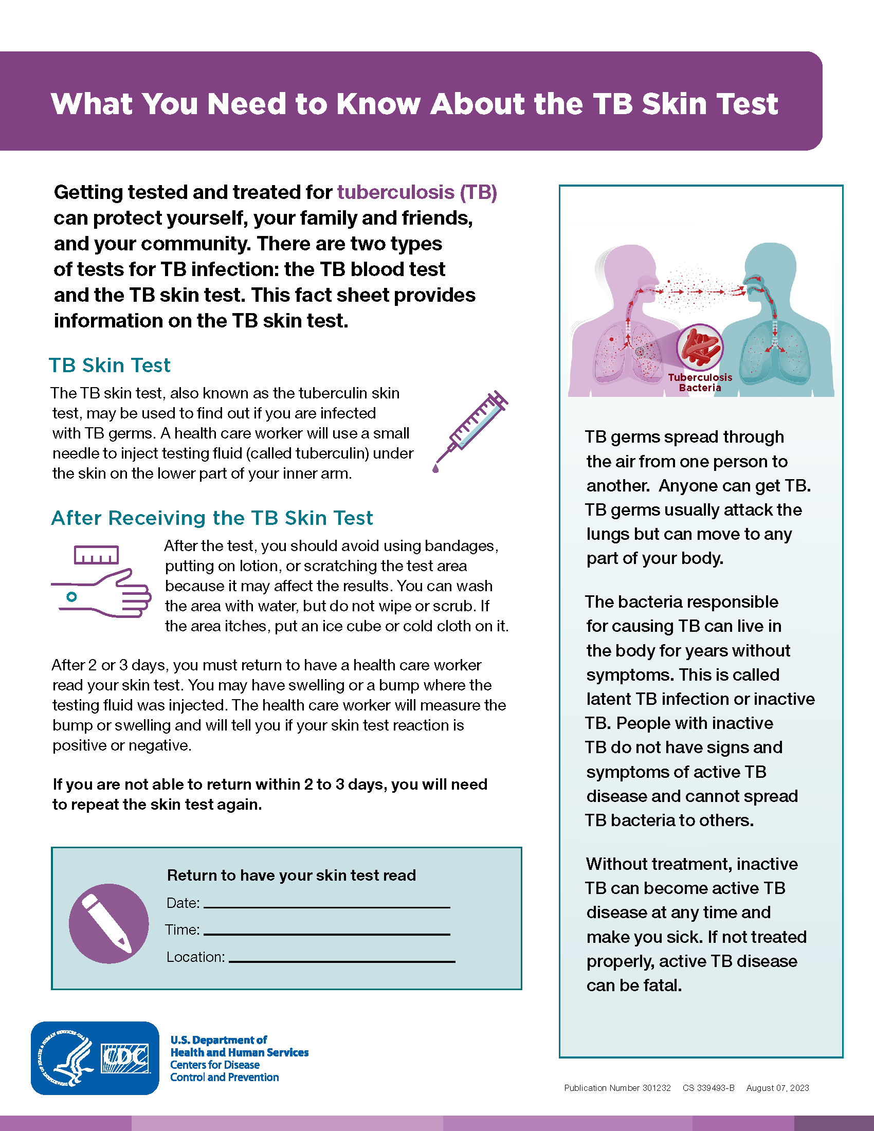 Free Printable Tb Skin Test Form