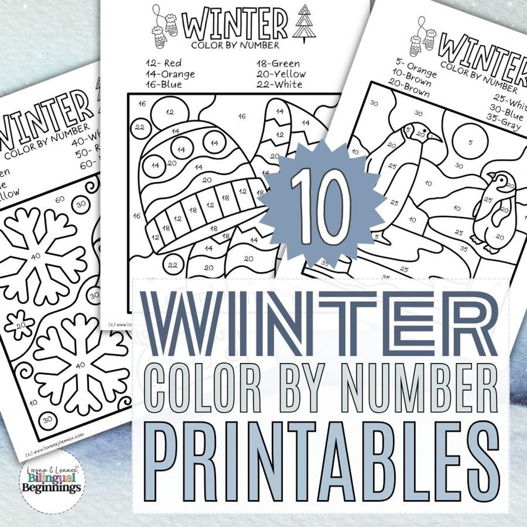 Winter Color By Number Printables Etsy