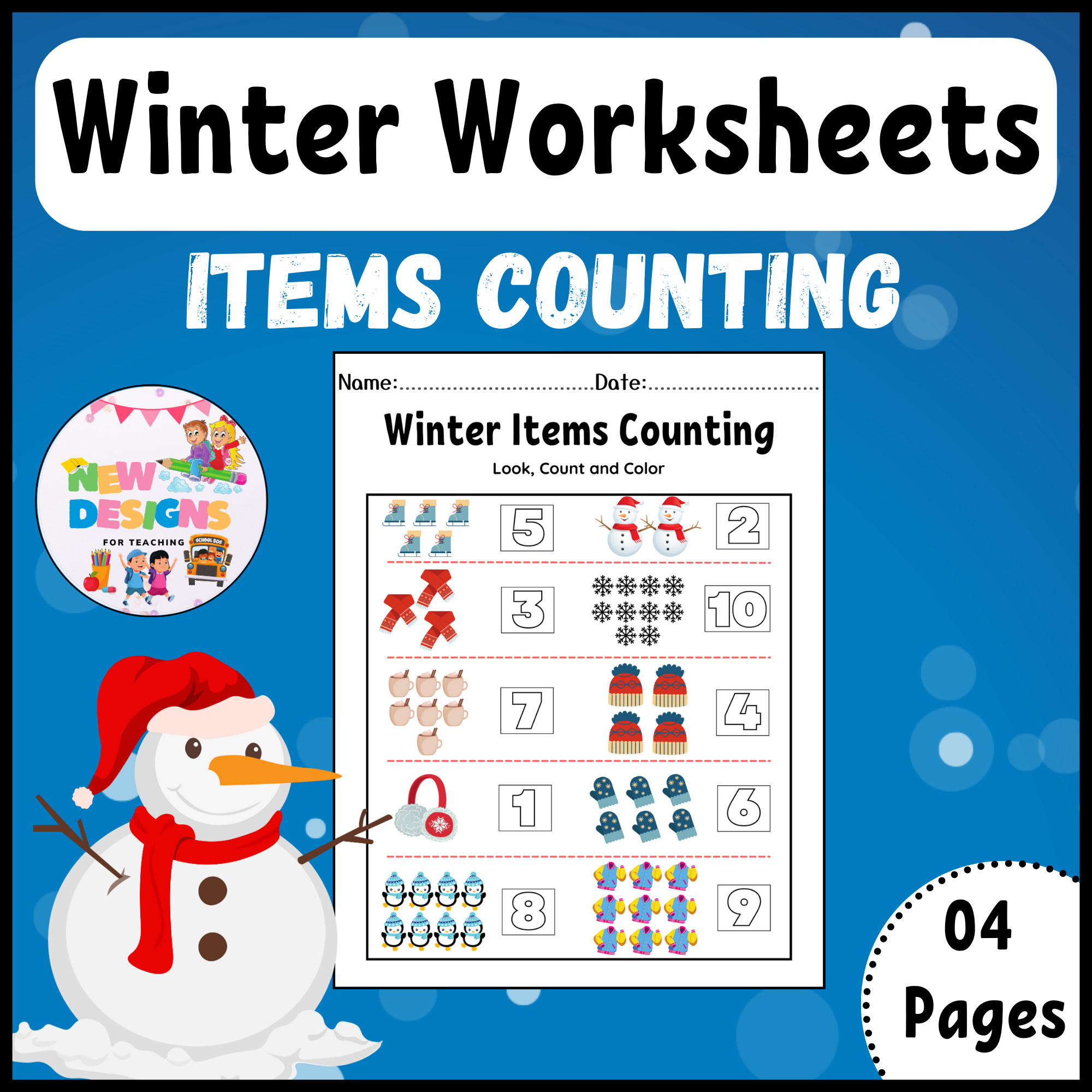 Winter Items Counting Printable Winter Worksheets
