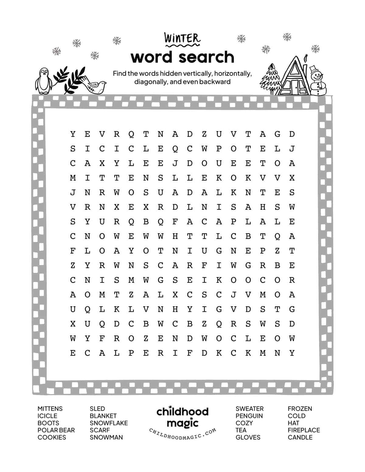 Free Winter Word Search Printable