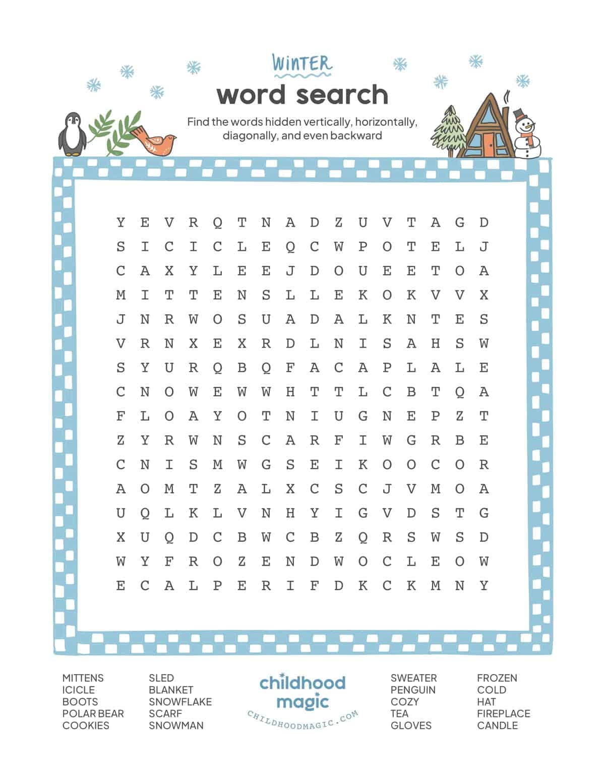 Winter Word Search Printable Free