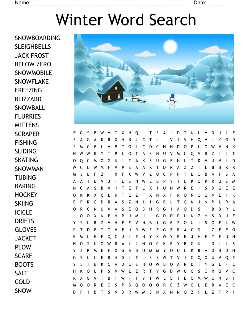 Winter Word Search WordMint