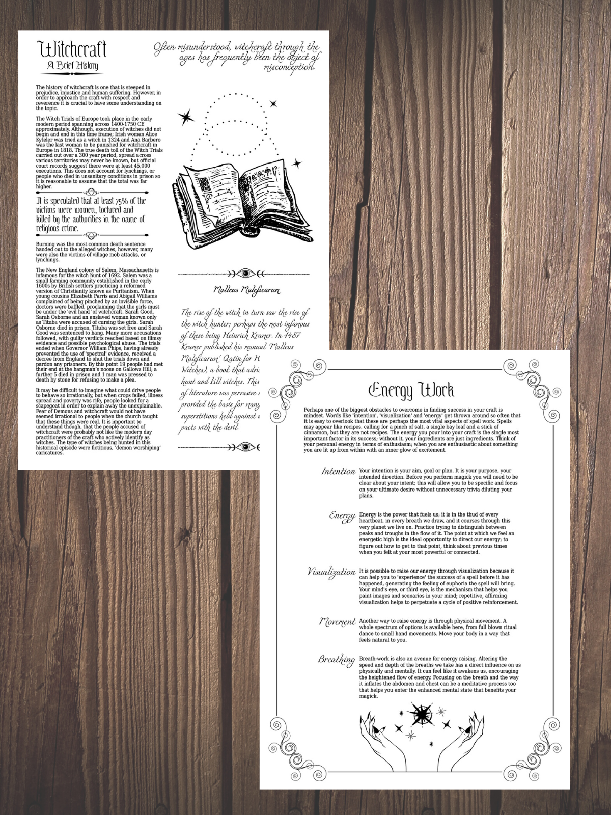 Witchcraft 101 Printable Grimoire Pages