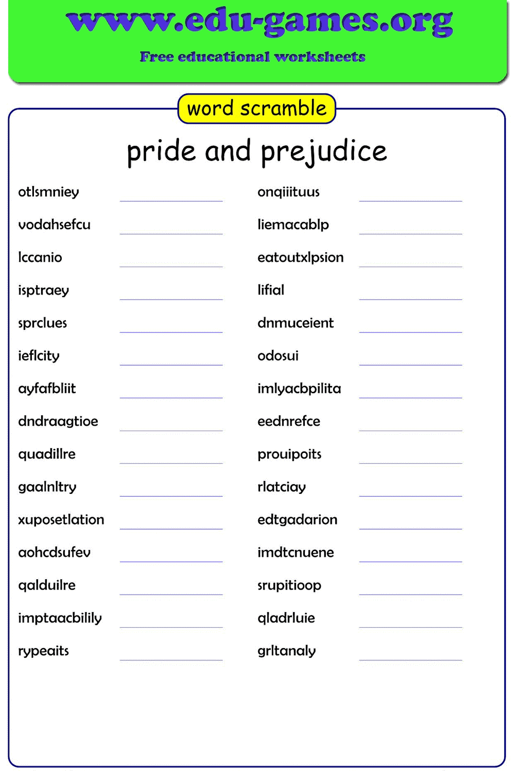 Word Scramble Maker Word Jumble Maker Edu games