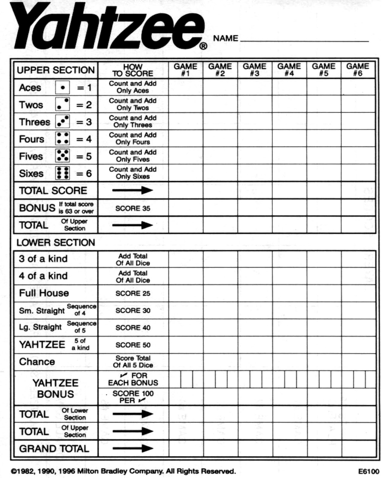 Yahtzee Score Card Download U0026 Print Free Yahtzee Score Sheets